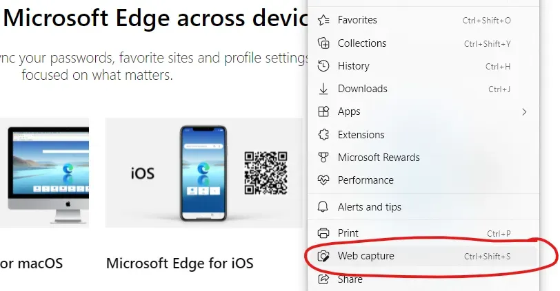 Microsoft Edge Web Capture